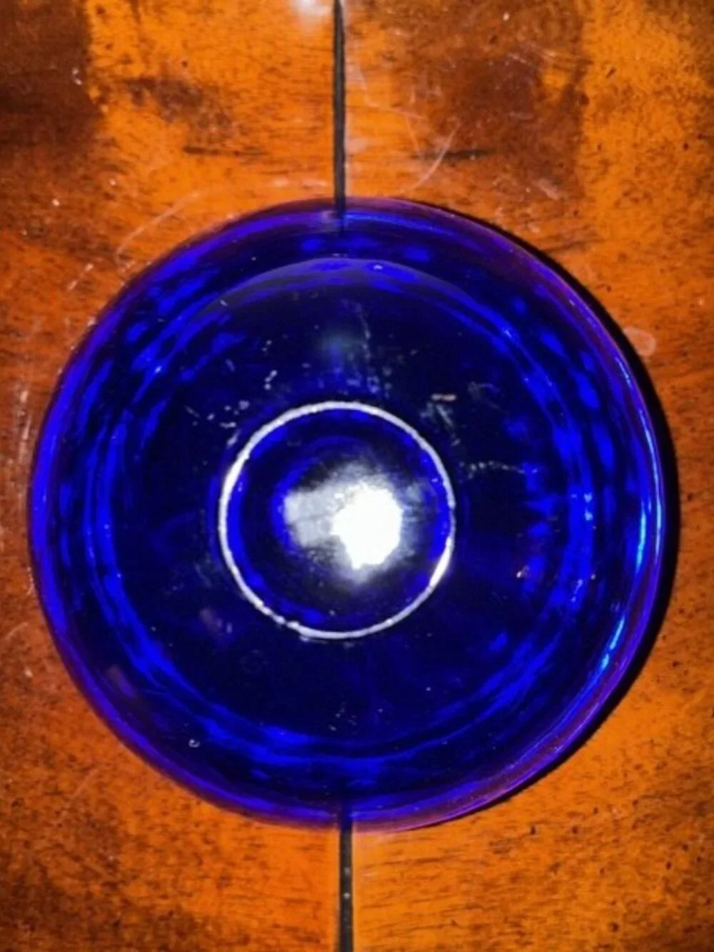 Kosta Boda Sweden Art Glass Cobalt Blue Swirl Atoll Candle Holder by Anna Ehrner